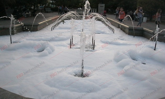 В Бердянске фонтан извергал пену (ФОТО)