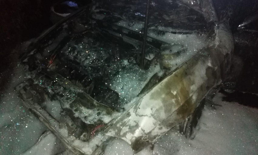 В центре Запорожья дотла сгорел автомобиль (ФОТО)