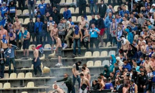 Агрессивный фанат устроил погром на запорожском стадионе