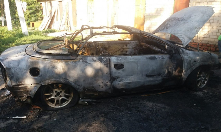 Ночью в Запорожской области дотла сгорела иномарка (ФОТО)